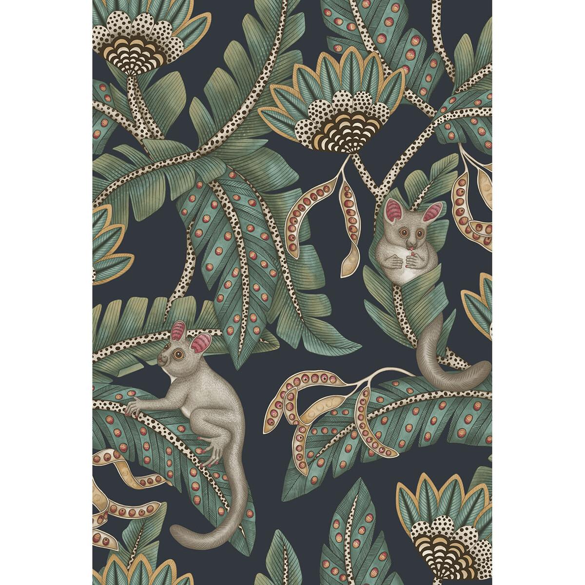 Cole & Son Bush Baby Teal&Ochre/Ink Wallpaper