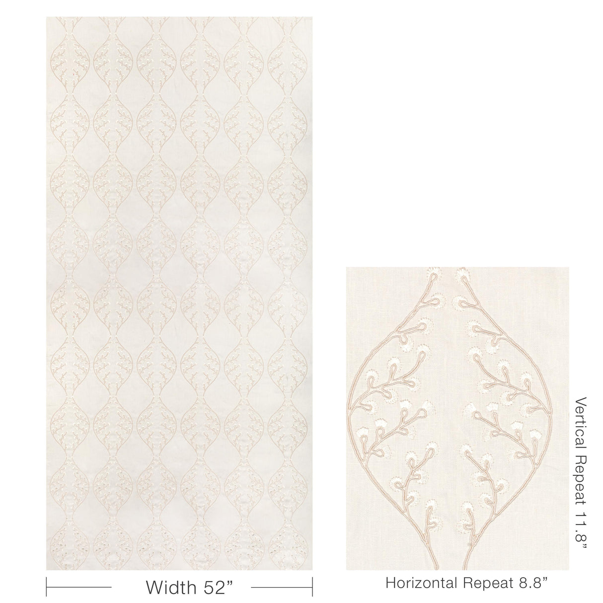 Lee Jofa LILLIE EMBROIDERY IVORY Drapery Fabric