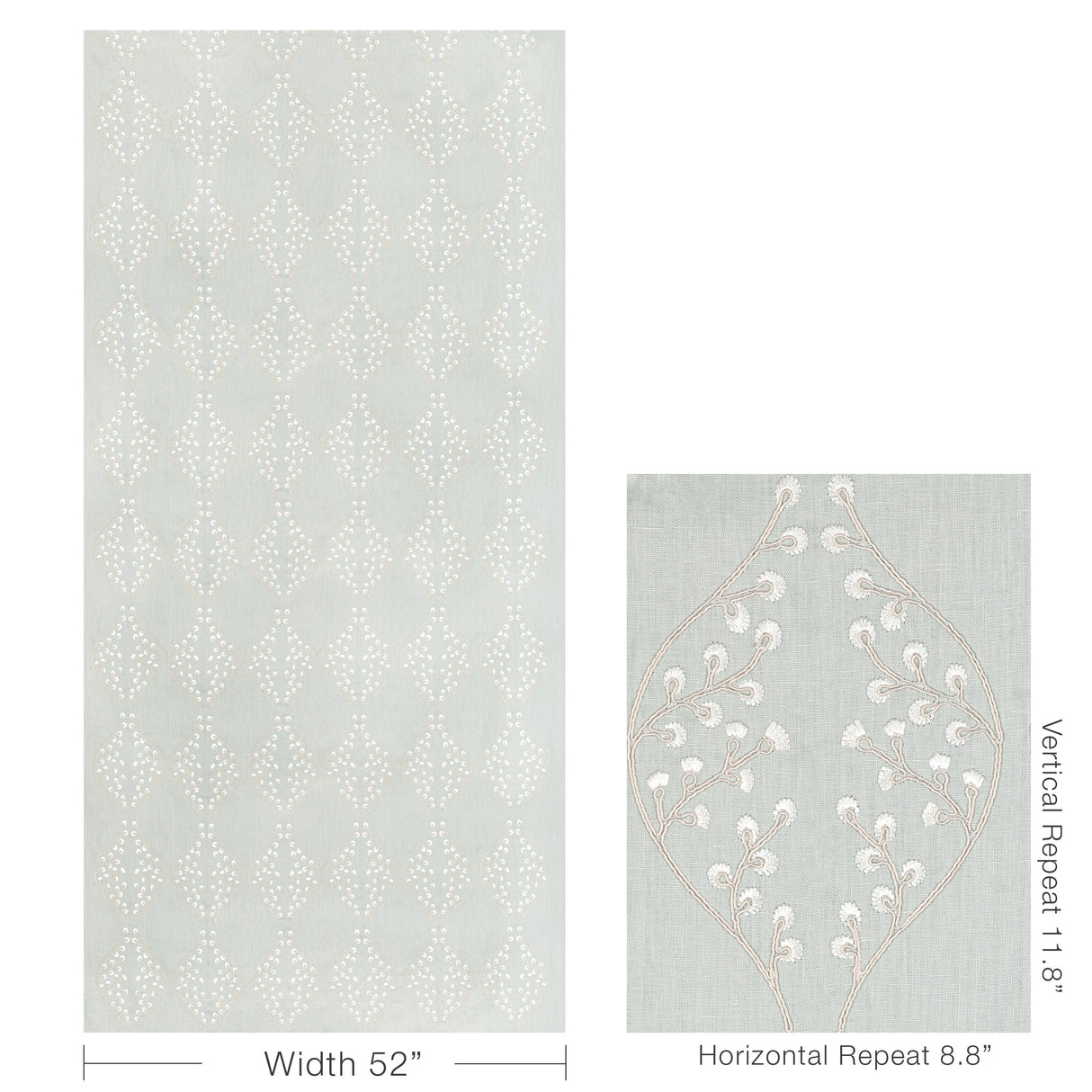 Lee Jofa LILLIE EMBROIDERY AQUA Drapery Fabric