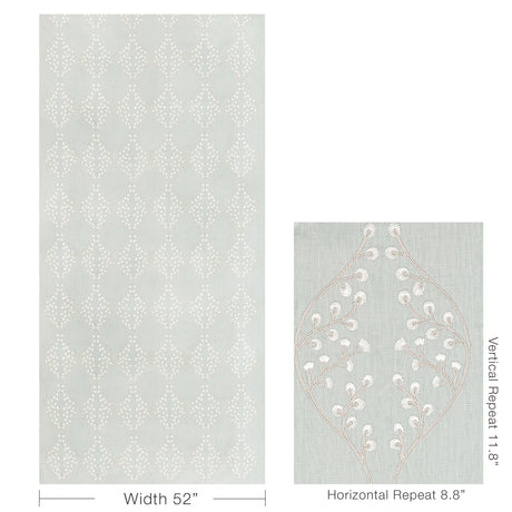 Lee Jofa LILLIE EMBROIDERY AQUA Drapery Fabric