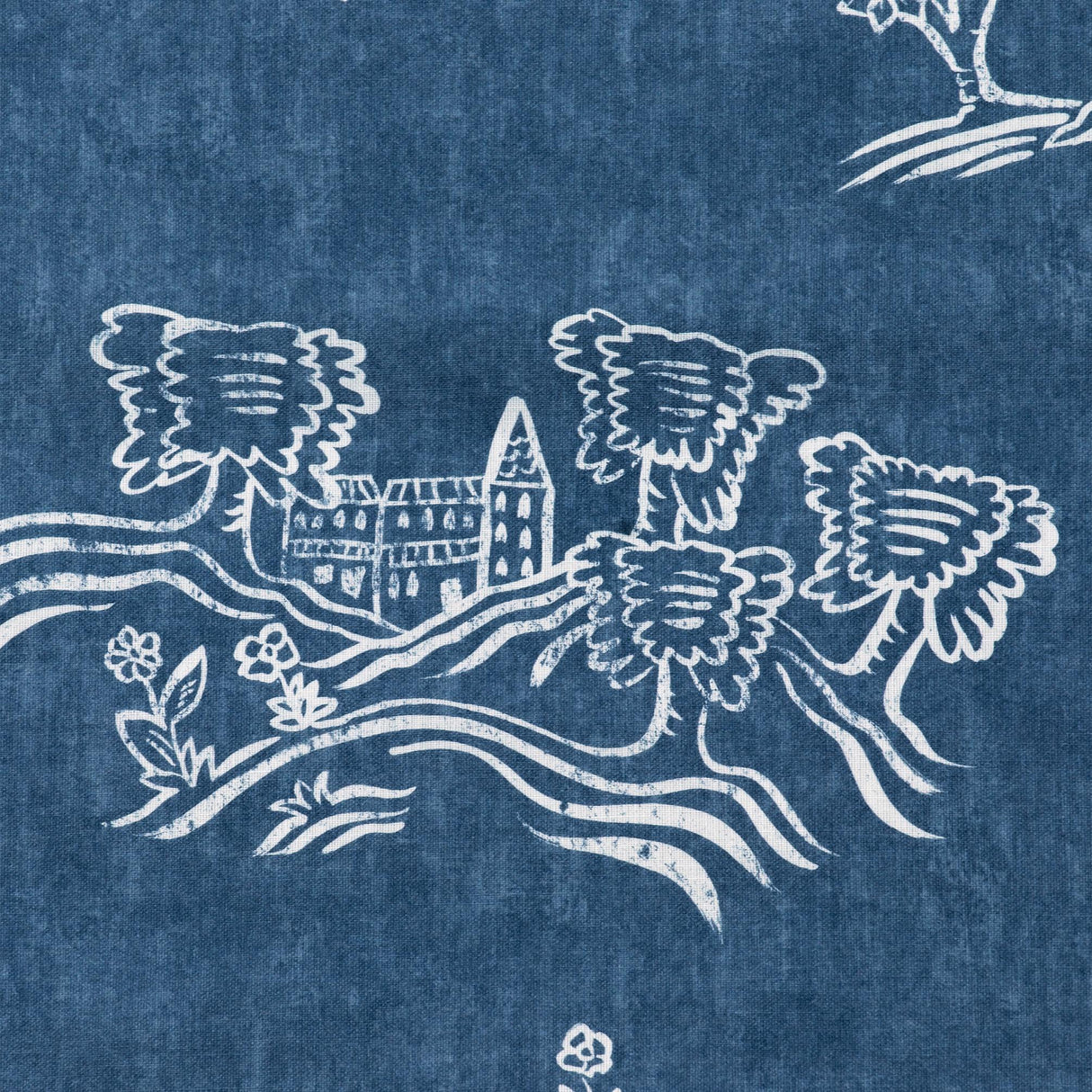 Andrew Martin FRIENDLY FOLK OUTDOOR HAPPY BLUE Fabric