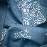 Andrew Martin FRIENDLY FOLK OUTDOOR HAPPY BLUE Fabric