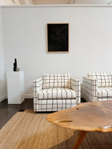 Schumacher Painterly Windowpane Black Fabric