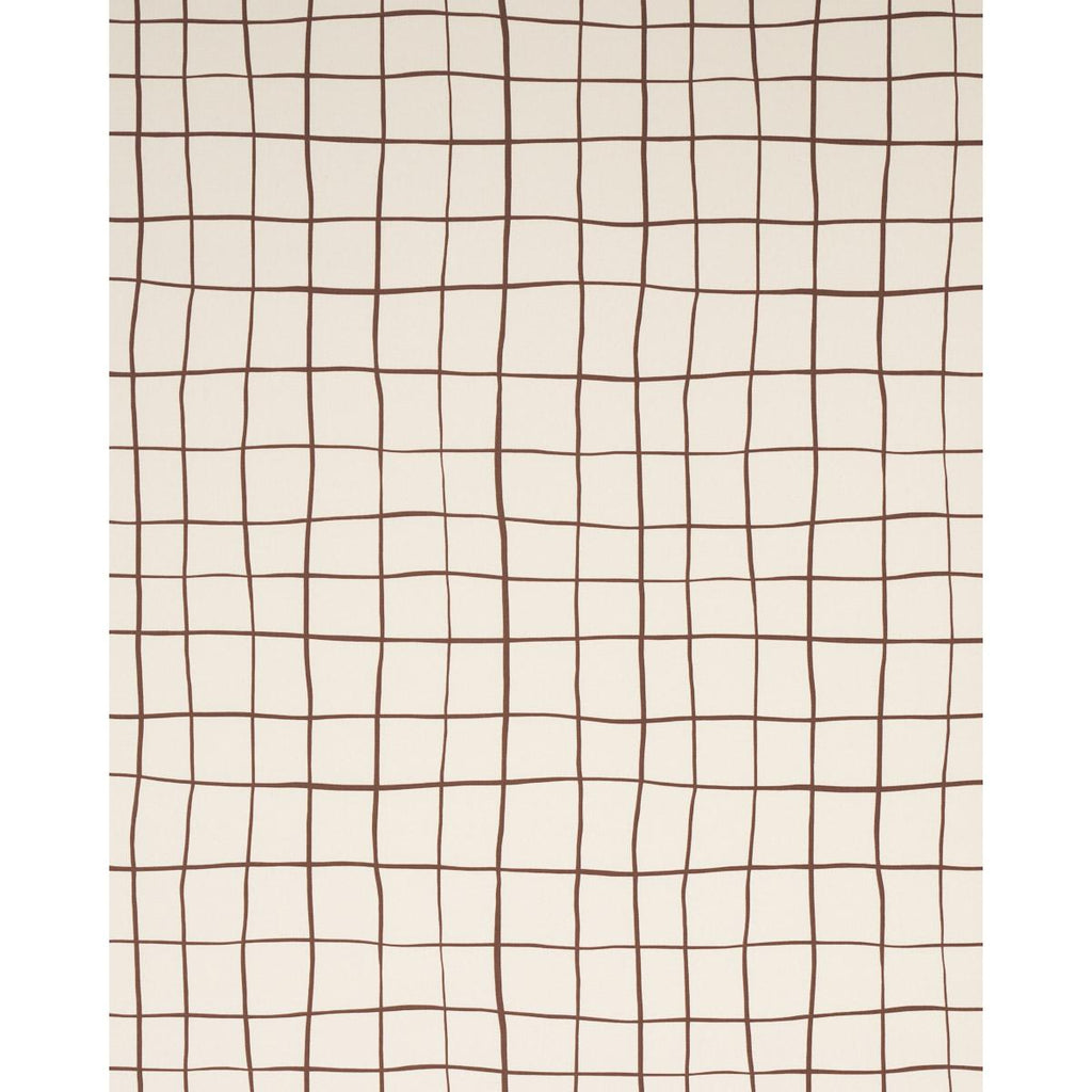 Schumacher Painterly Windowpane Brown Fabric