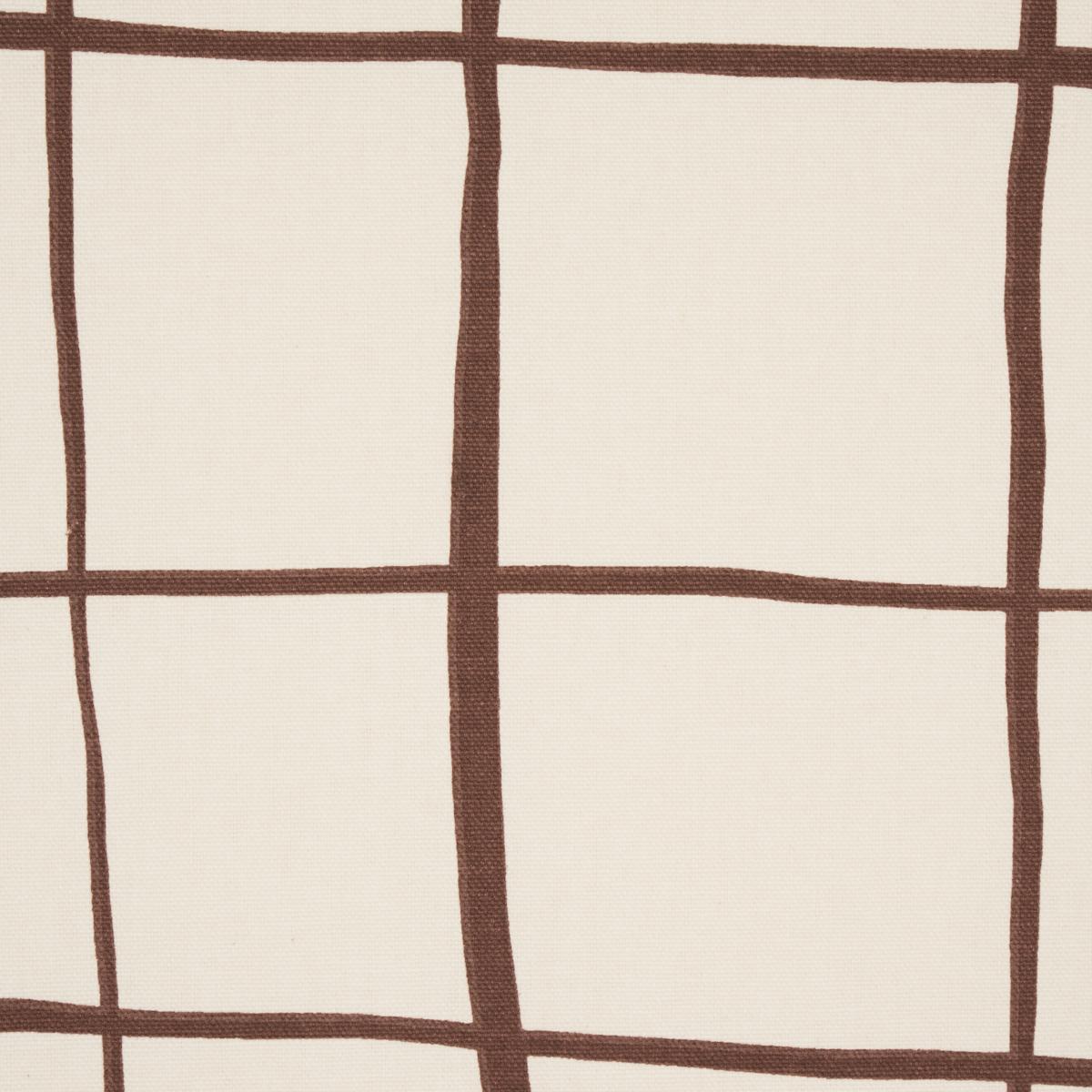 Schumacher Painterly Windowpane Brown Fabric