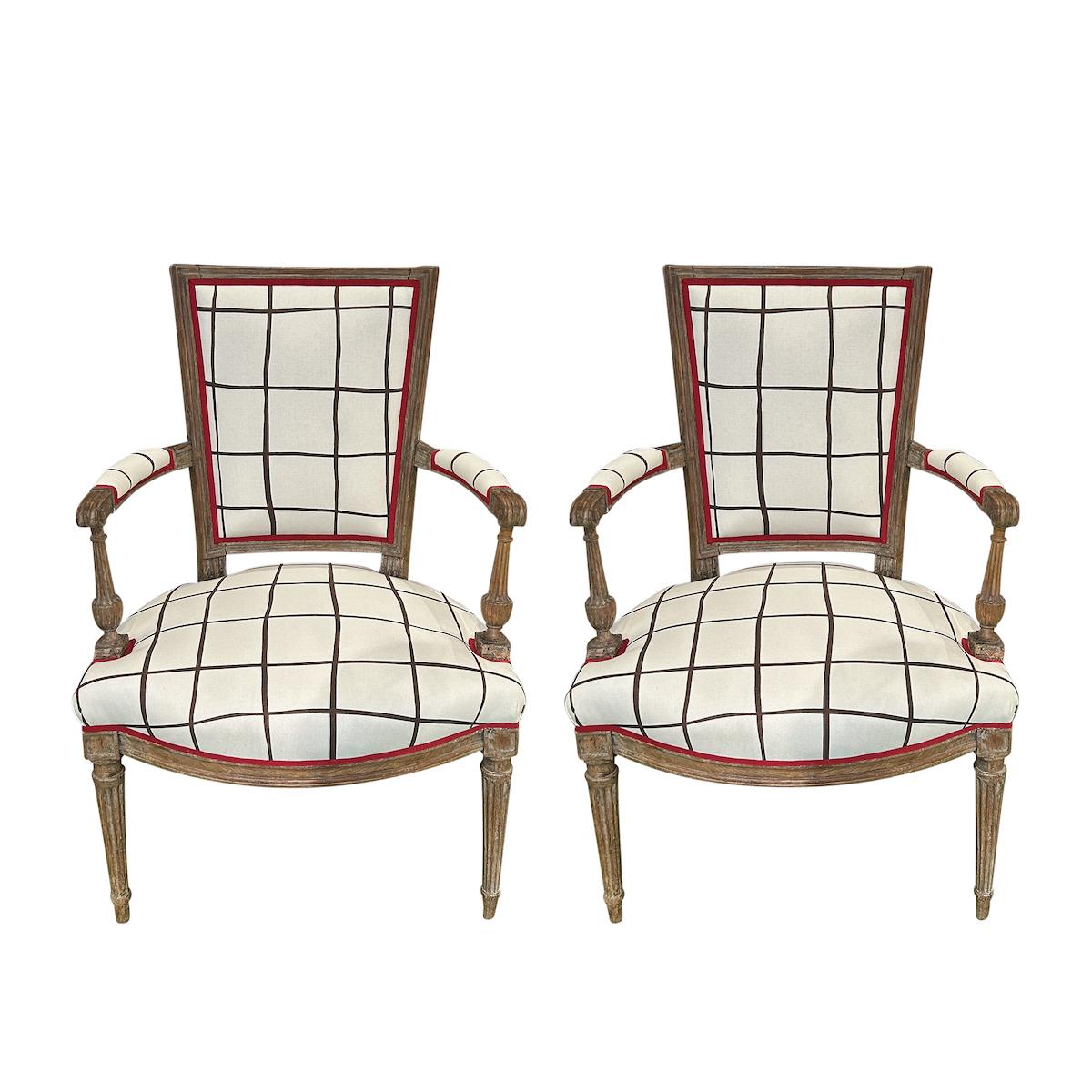 Schumacher Painterly Windowpane Brown Fabric