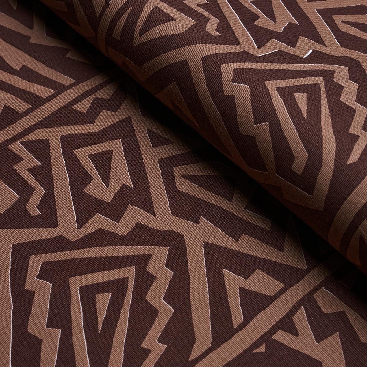 Schumacher Jagged Maze Brown Fabric