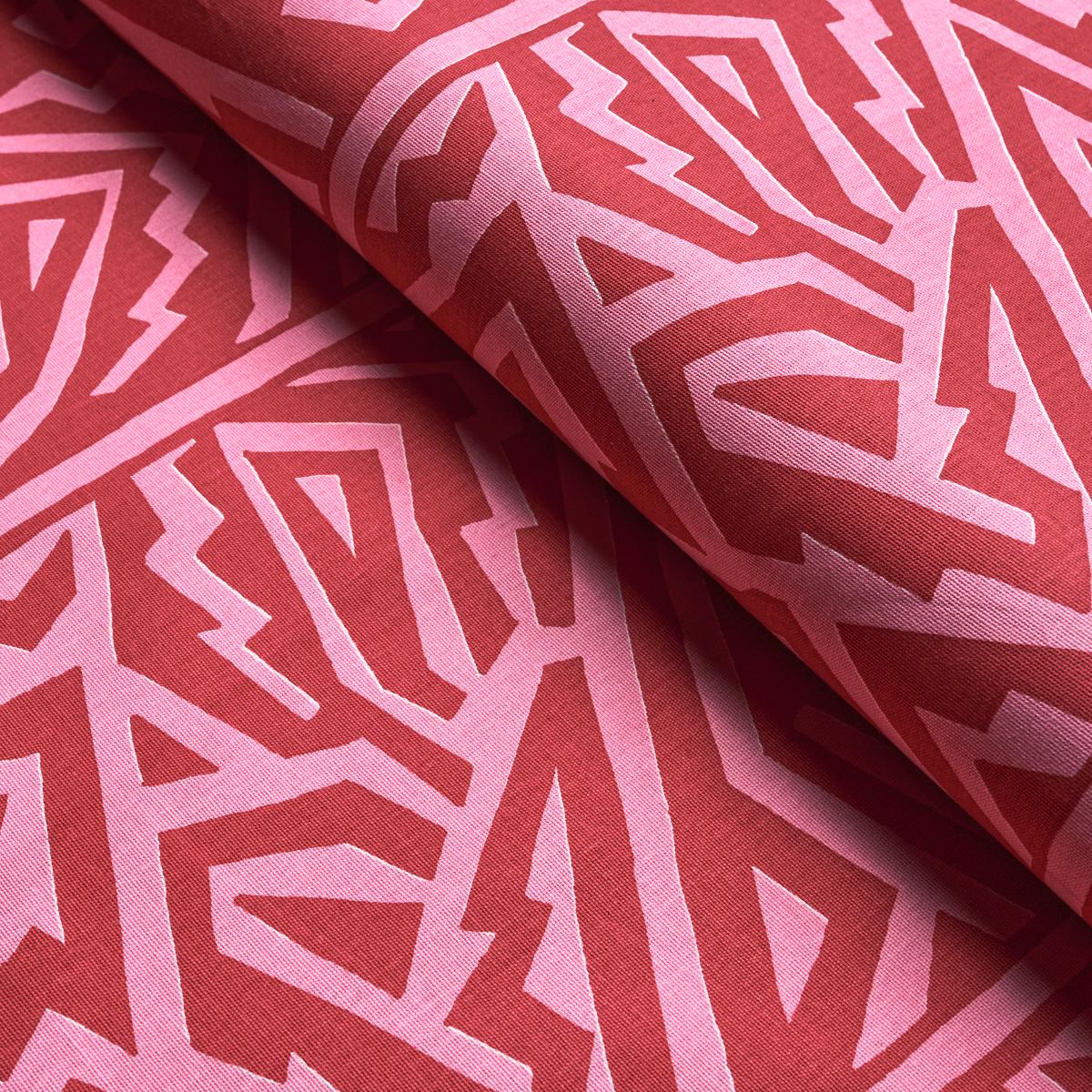 Schumacher Jagged Maze Pink Fabric
