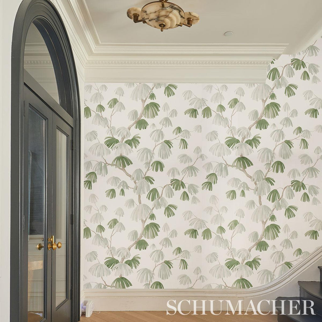 Schumacher Weeping Pine Sage Wallpaper