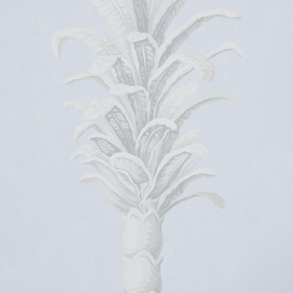 Schumacher Villa Palm Panel Blue Wallpaper