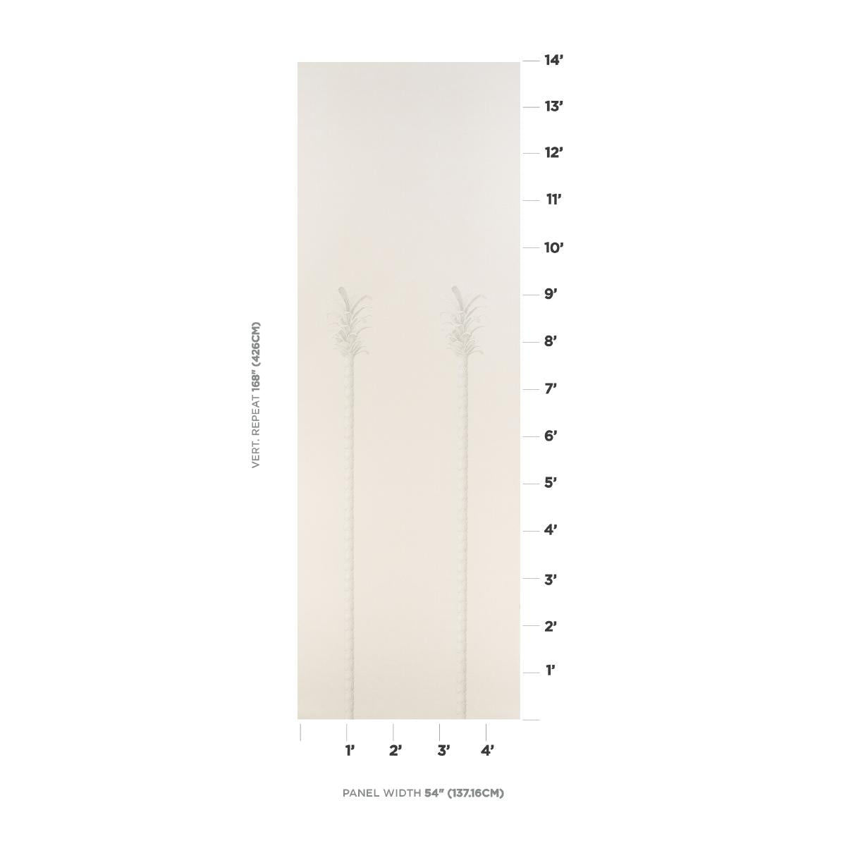 Schumacher Villa Palm Panel White/Ivory Wallpaper