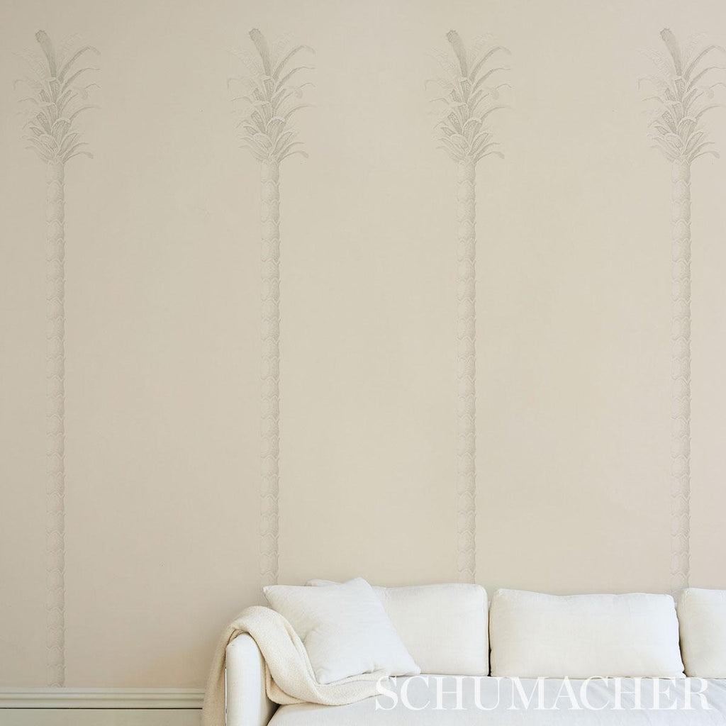 Schumacher Villa Palm Panel White/Ivory Wallpaper