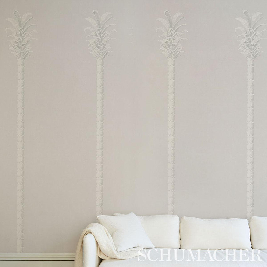 Schumacher Villa Palm Panel Grey Wallpaper