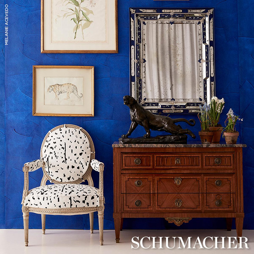 Schumacher Hand Combed Plaster Yves Blue Wallpaper