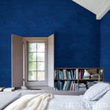 Schumacher Hand Combed Plaster Yves Blue Wallpaper