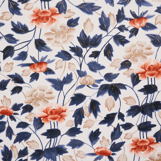 Schumacher Imari Blue Ink Wallpaper