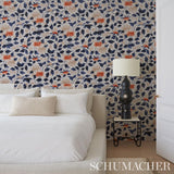 Schumacher Imari Blue Ink Wallpaper