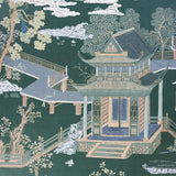 Schumacher Coromandel Panel Set Midnight Green Wallpaper