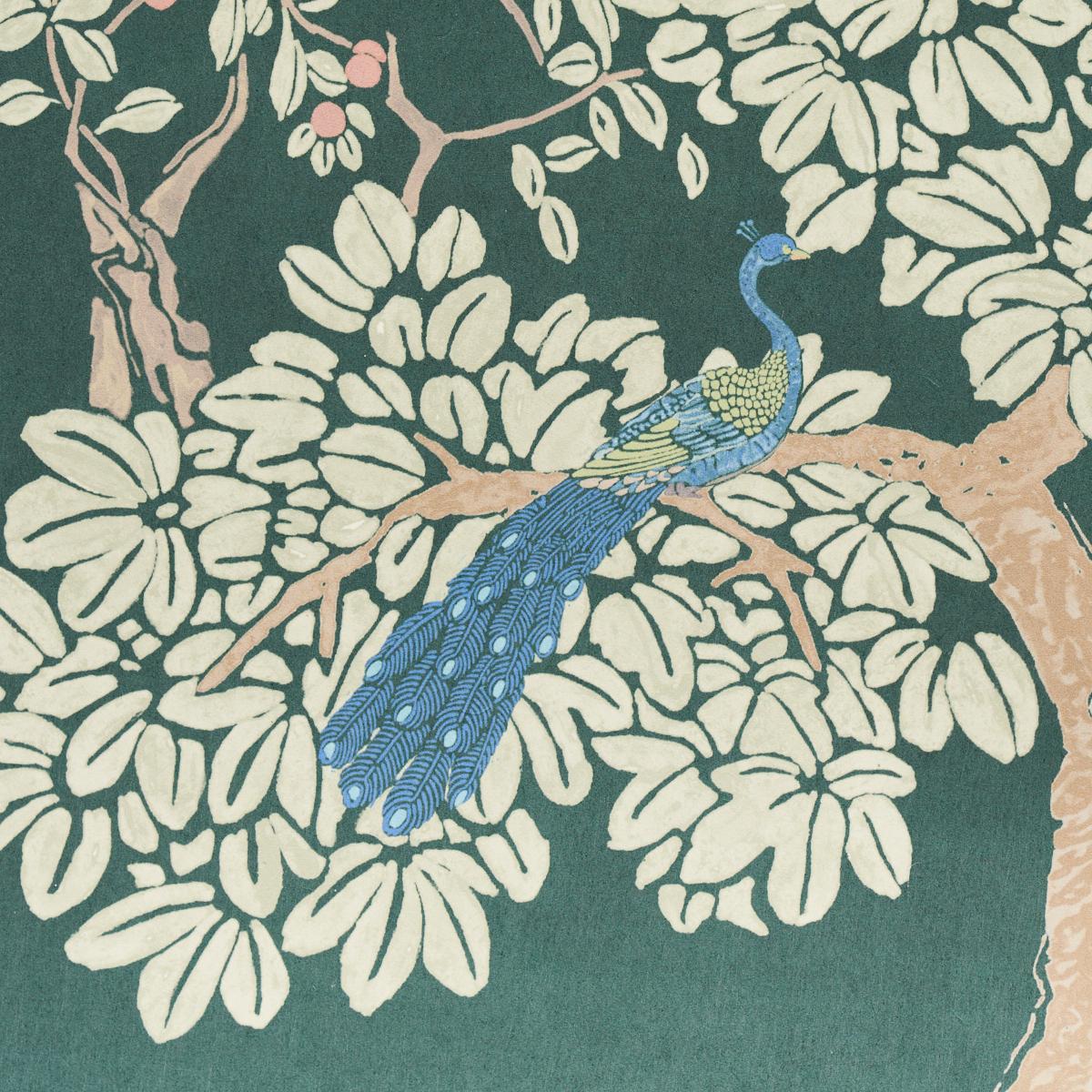 Schumacher Coromandel Panel Set Midnight Green Wallpaper