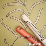 Schumacher Caterpillar Leaf Black And Cream Wallpaper