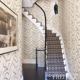 Schumacher Caterpillar Leaf Black And Cream Wallpaper