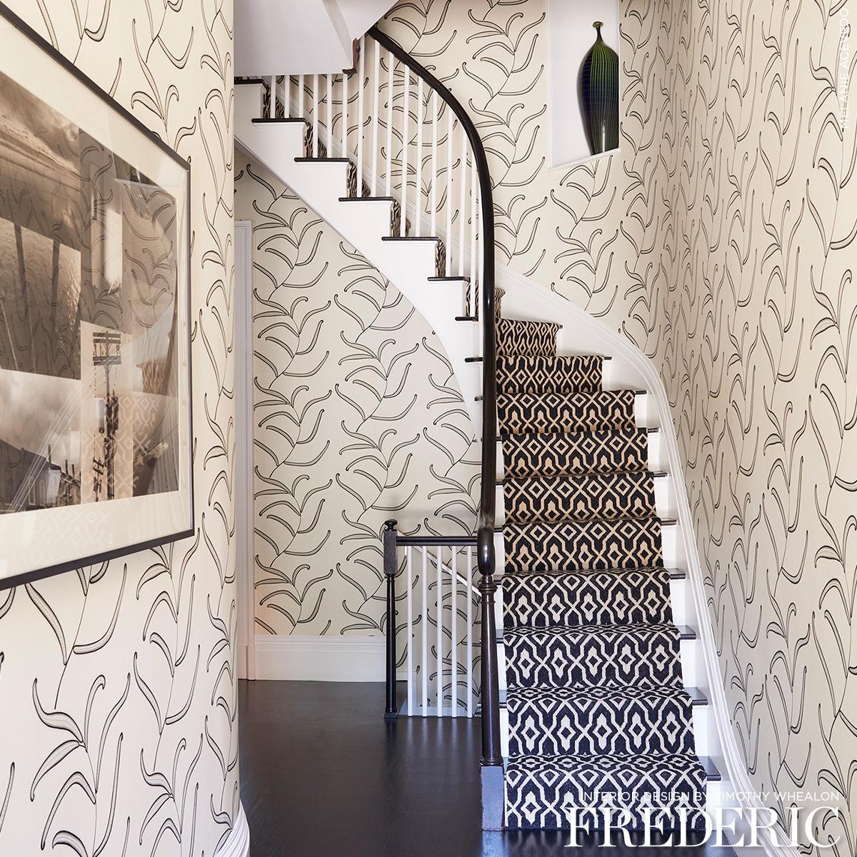 Schumacher Caterpillar Leaf Black And Cream Wallpaper