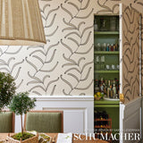 Schumacher Caterpillar Leaf Black And Cream Wallpaper