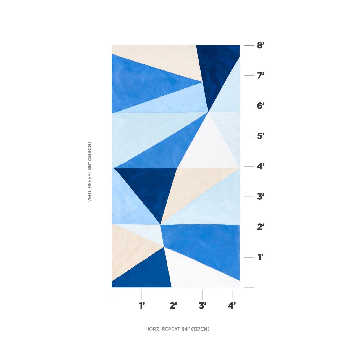 Schumacher Cubist Silk Panel Blue Fabric