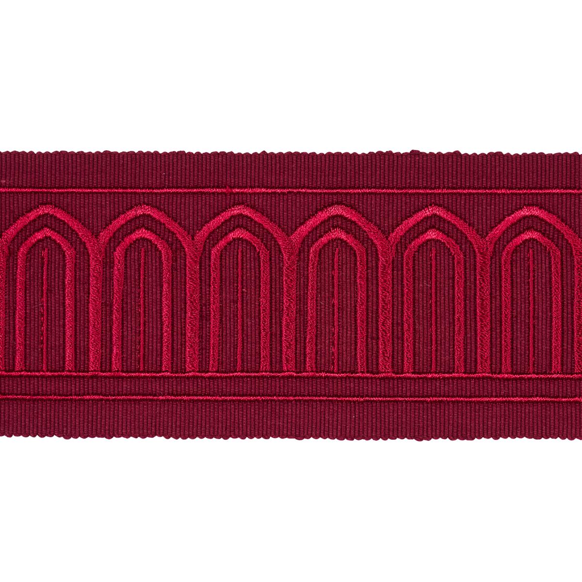 Schumacher Arches Embroidered Tape Medium Red Trim