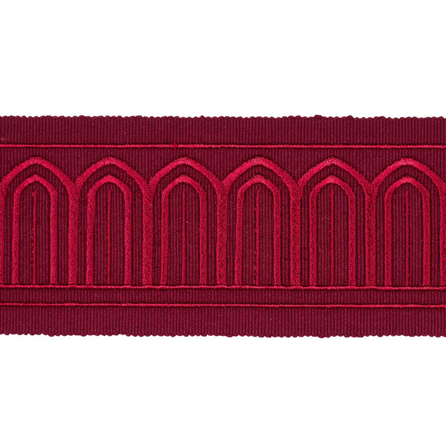Schumacher Arches Embroidered Tape Medium Red Trim