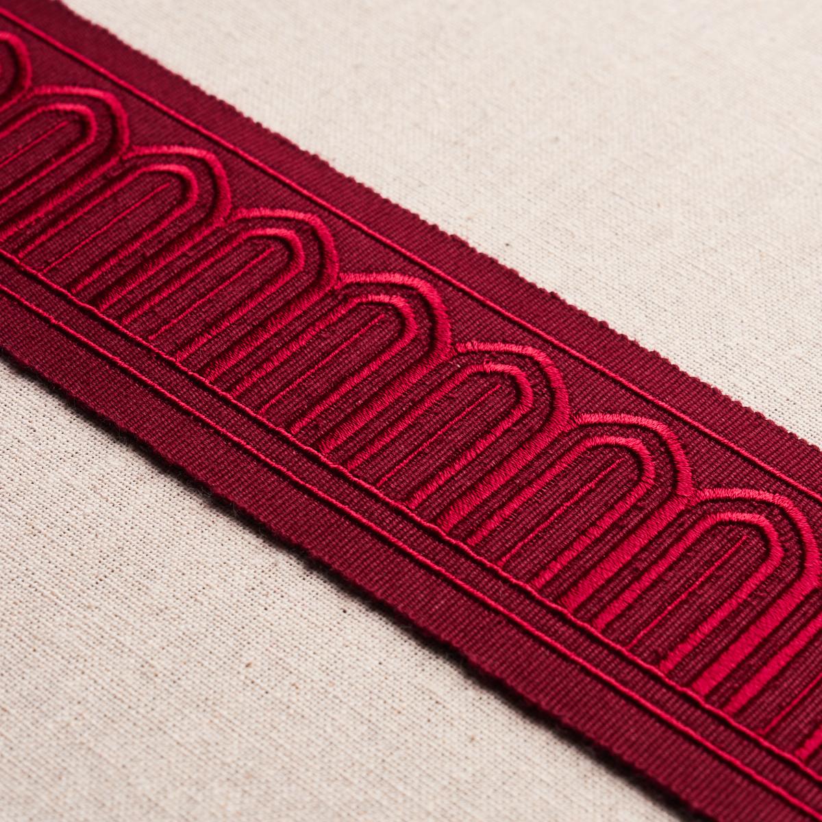 Schumacher Arches Embroidered Tape Medium Red Trim