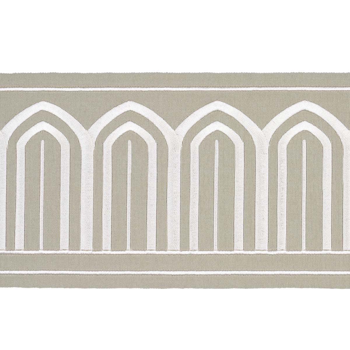 Schumacher Taupe Arches Embroidered Tape Wide