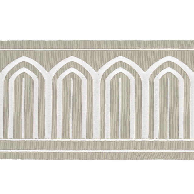 Schumacher Taupe Arches Embroidered Tape Wide
