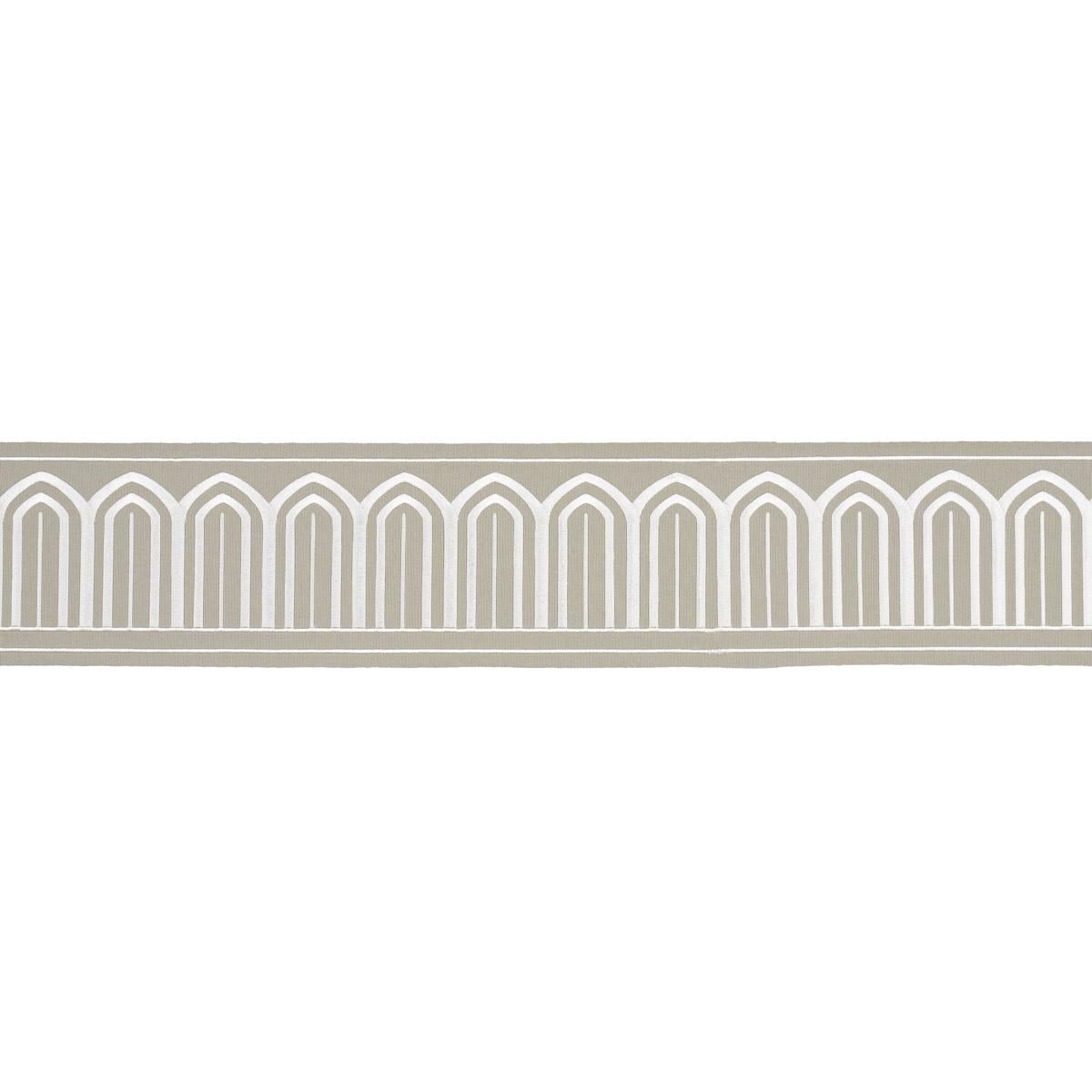 Schumacher Taupe Arches Embroidered Tape Wide