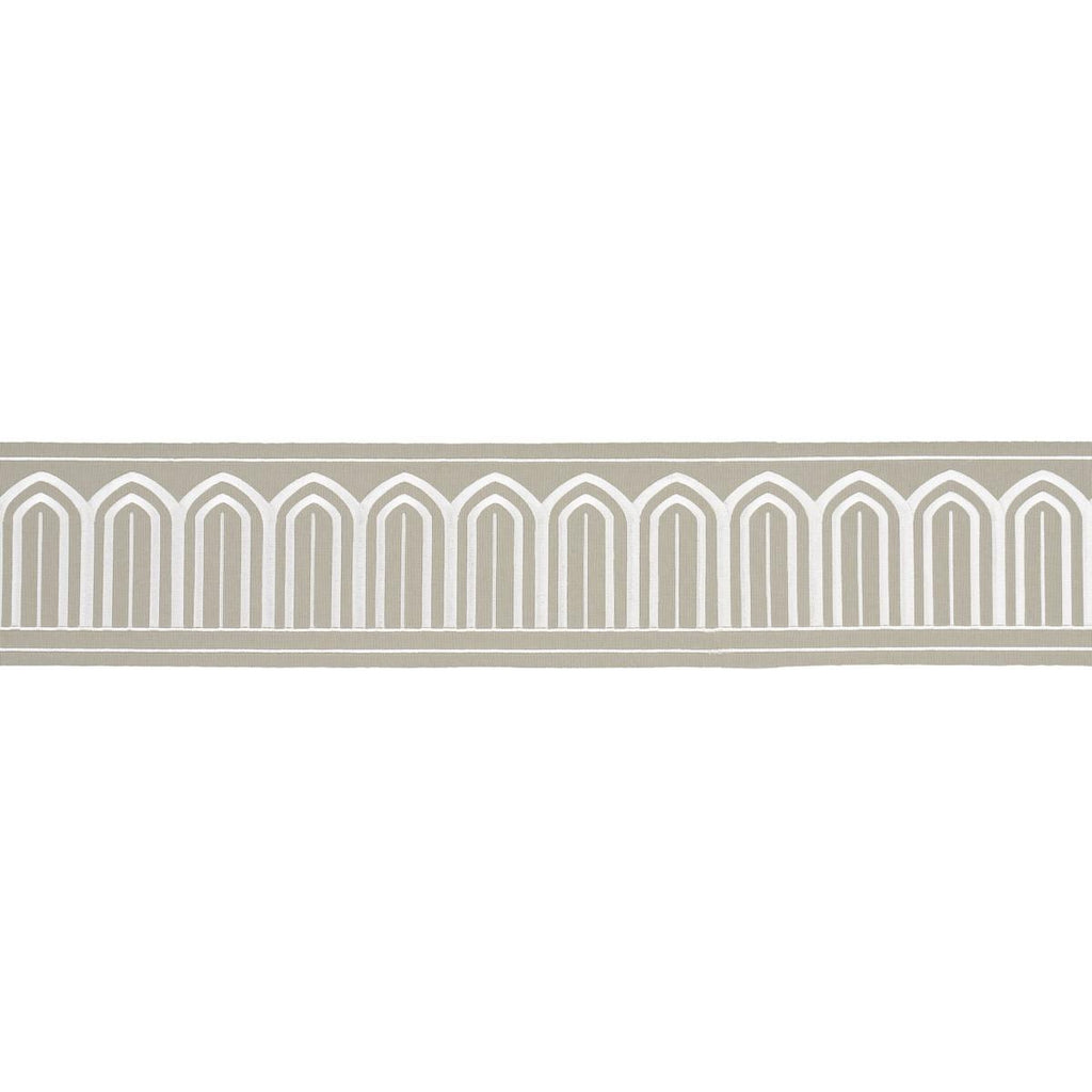 Schumacher Arches Embroidered Tape Wide Taupe Trim