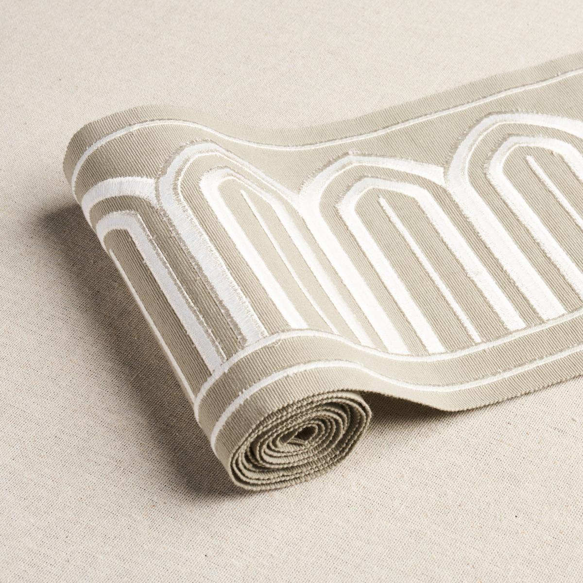 Schumacher Taupe Arches Embroidered Tape Wide