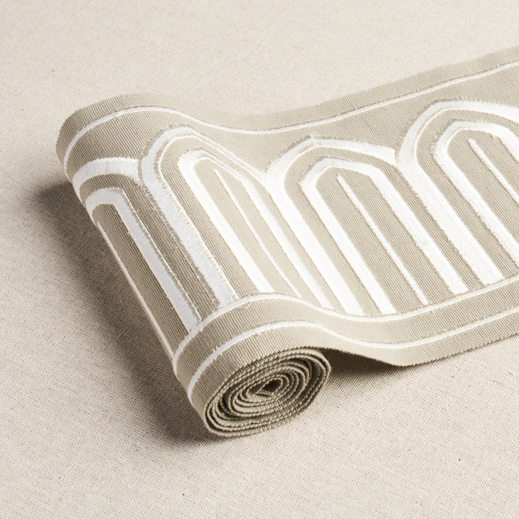 Schumacher Arches Embroidered Tape Wide Taupe Trim