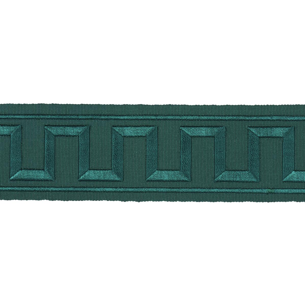 Schumacher Emerald Greek Key Embroidered Tape
