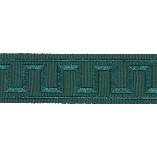 Schumacher Emerald Greek Key Embroidered Tape