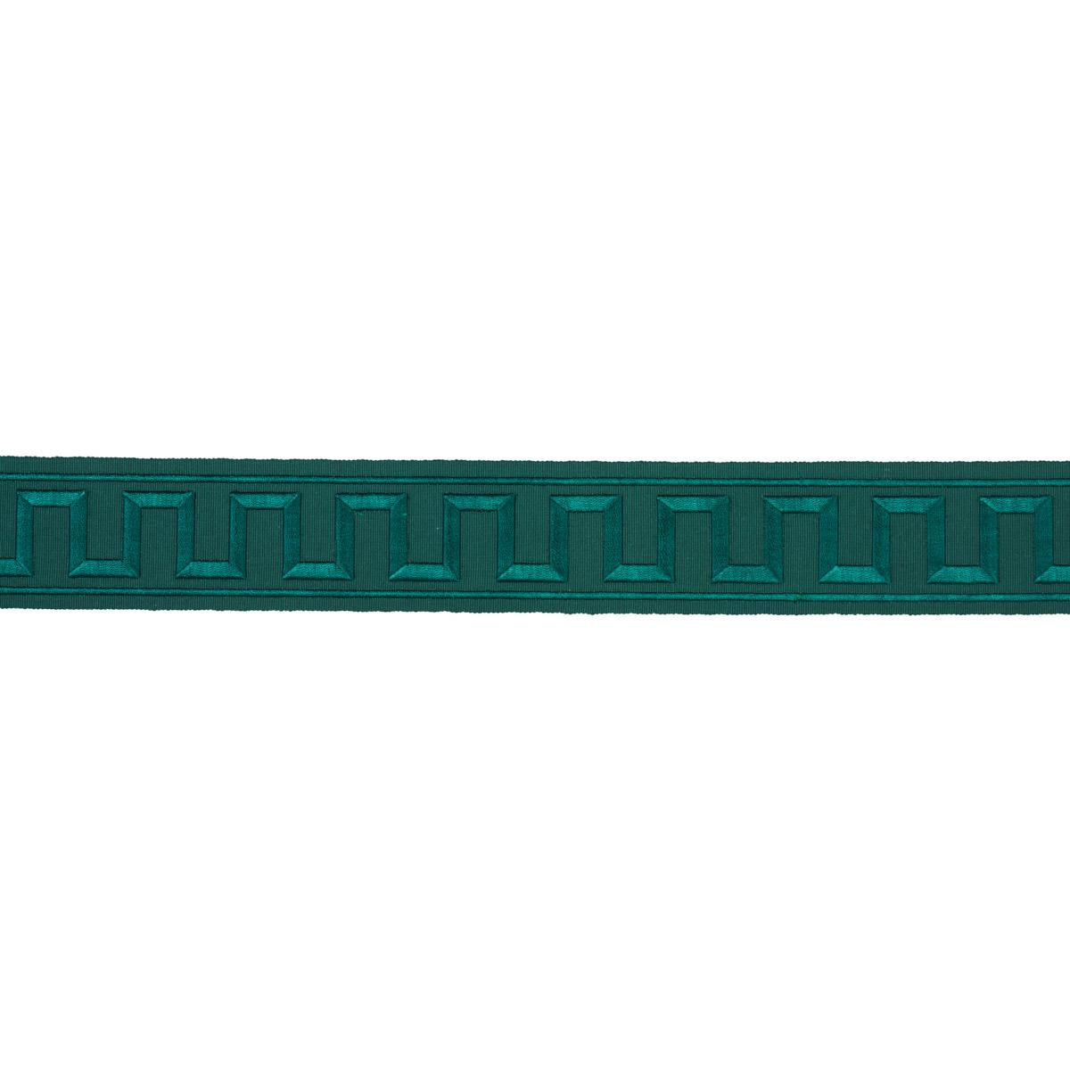 Schumacher Emerald Greek Key Embroidered Tape
