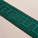 Schumacher Emerald Greek Key Embroidered Tape