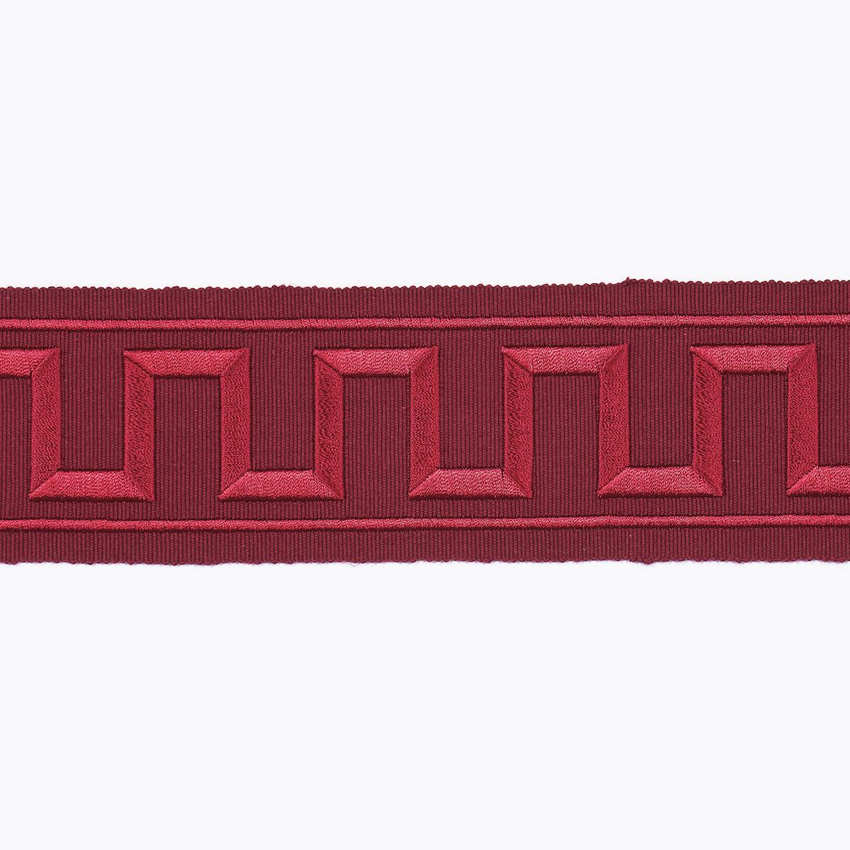 Schumacher Burgundy Greek Key Embroidered Tape