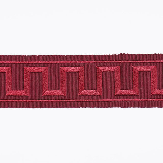 Schumacher Burgundy Greek Key Embroidered Tape