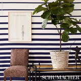 Schumacher Ribbon Appliqu Panel Navy On Ivory Fabric