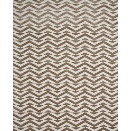 Schumacher Broken Chevron Cut Velvet Taupe On Ivory Fabric