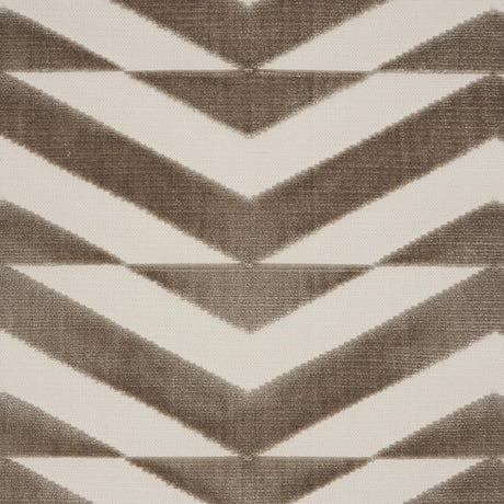 Schumacher Broken Chevron Cut Velvet Taupe On Ivory Fabric