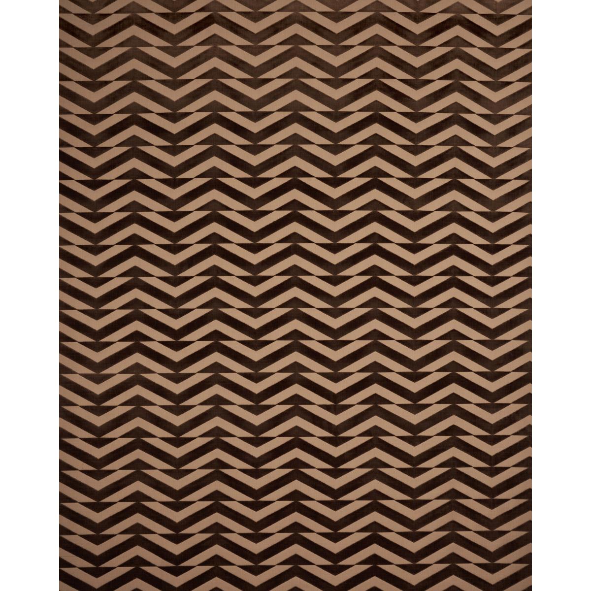 Schumacher Broken Chevron Cut Velvet Brown On Camel Fabric