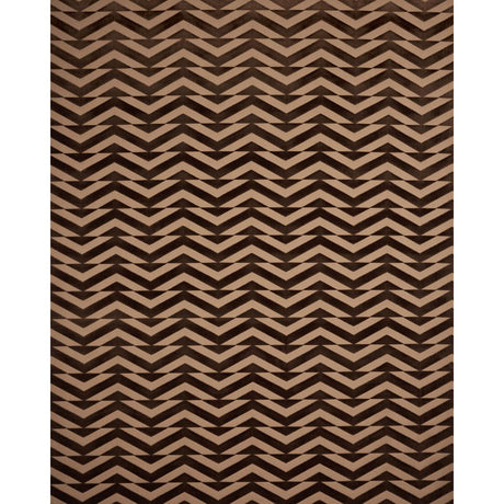 Schumacher Broken Chevron Cut Velvet Brown On Camel Fabric