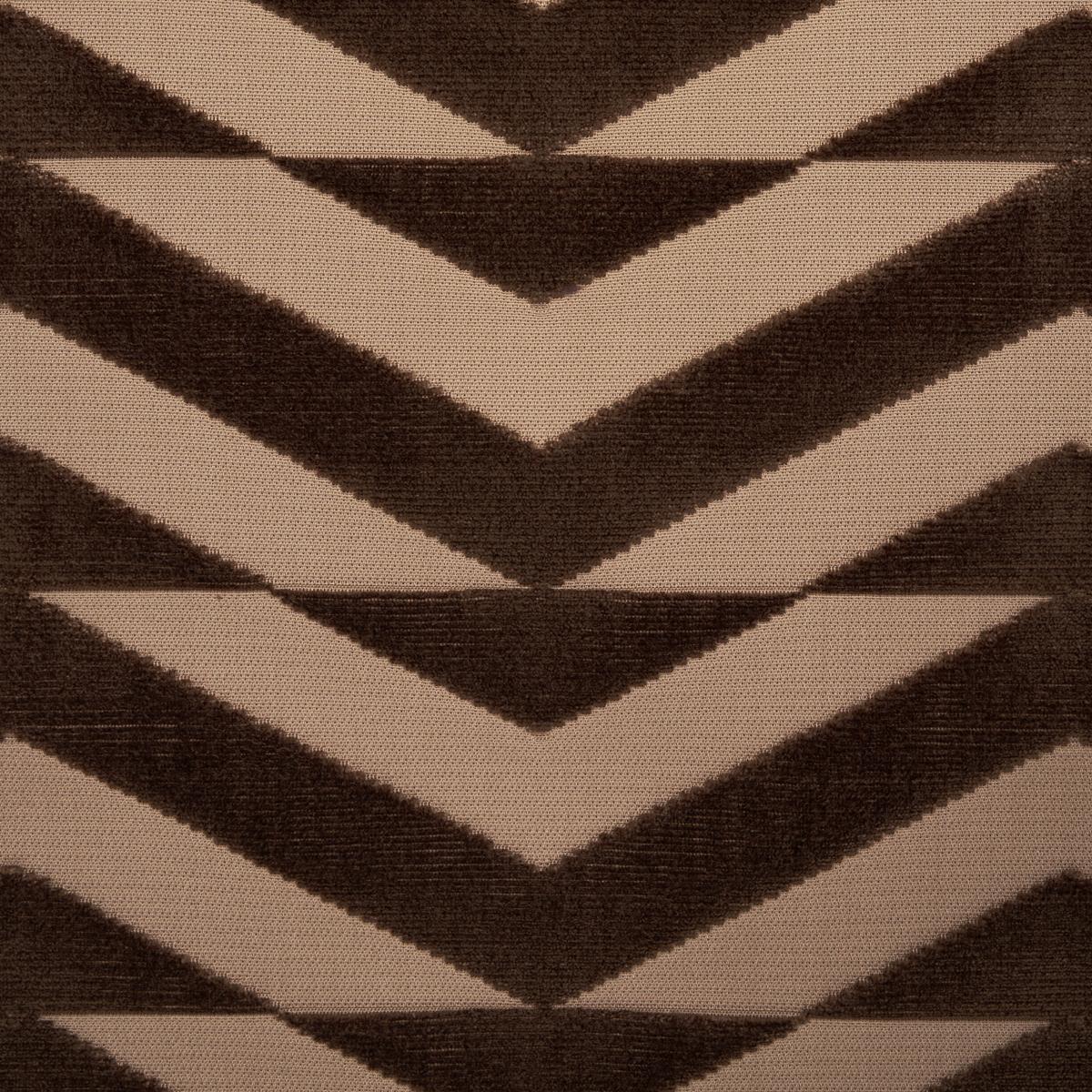 Schumacher Broken Chevron Cut Velvet Brown On Camel Fabric