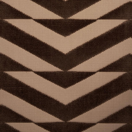 Schumacher Broken Chevron Cut Velvet Brown On Camel Fabric